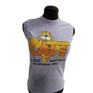 vtg 70s KATT ROCK 100.5 FM OKLAHOMA CITY RADIO STATION Tank Top  t-shirt SMALL